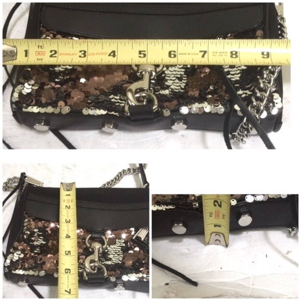 Rebecca Minkoff NEW Sequinned Mini Mac Leather Canvas Crossbody Shoulder Bag Zip - Picture 16 of 16